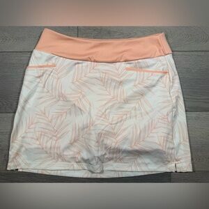 Adidas Skirt Skort Women's Size Small White/Orange Leaves Print Polyester Blend